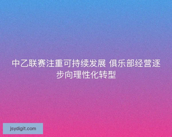 中乙联赛注重可持续发展 俱乐部经营逐步向理性化转型