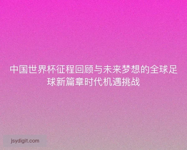 中国世界杯征程回顾与未来梦想的全球足球新篇章时代机遇挑战